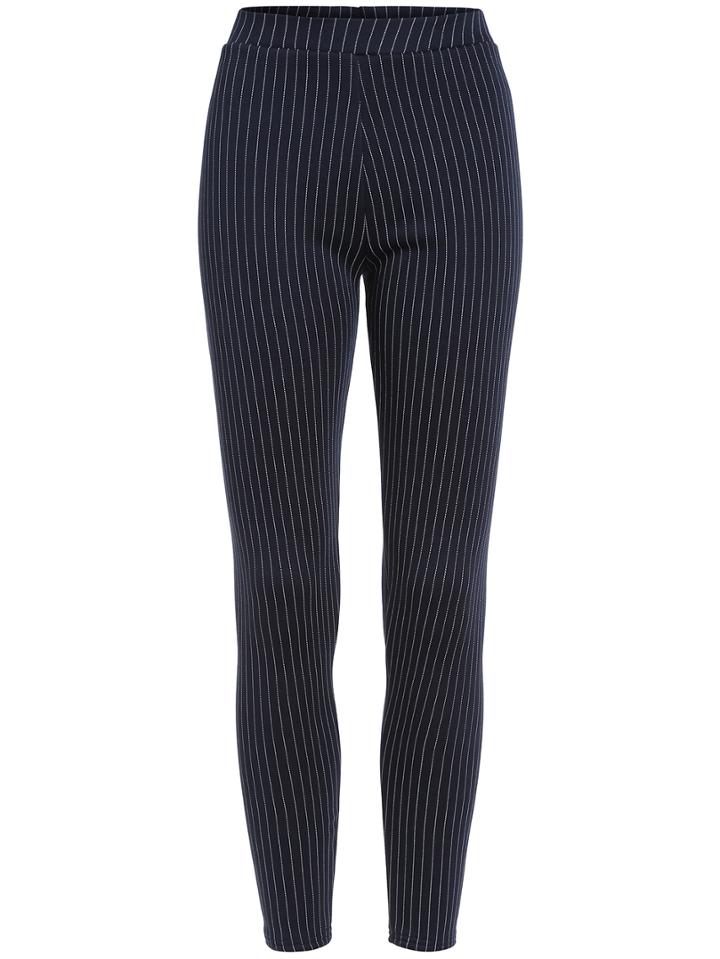 Romwe Elastic Waist Thicken Blue Leggings
