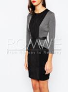 Romwe Black Grey Round Neck Color Block Dress