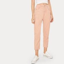 Romwe Solid Straight Leg Cropped Jeans
