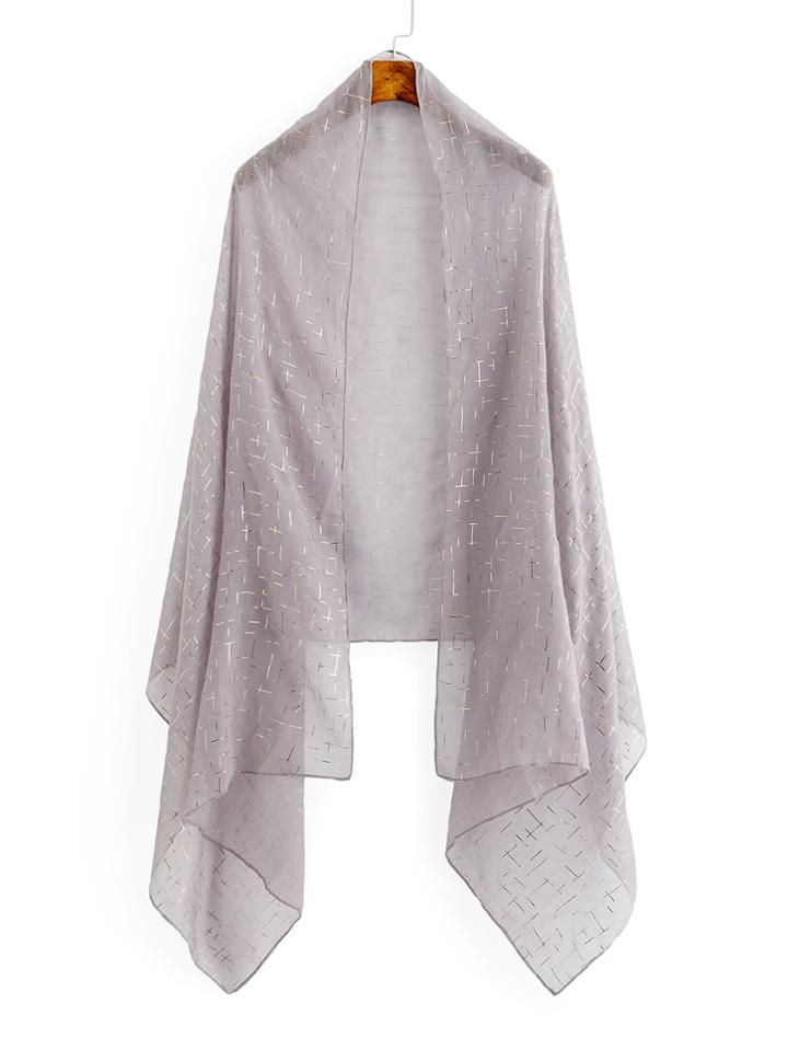 Romwe Metallic Stripe Print Long Scarf