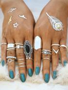 Romwe Mixed Shaped Ring Set