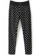 Romwe Buttons Polka Dot Pant