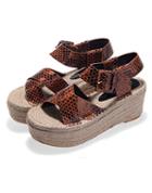Romwe Brown Buckle Strap Espadrille Heavy-bottomed Sandals