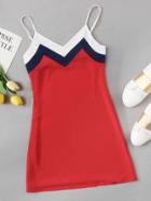 Romwe Contrast Neck Cami Dress