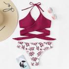 Romwe Wrap Mix And Match Random Floral Bikini Set