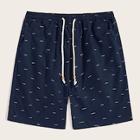 Romwe Guys Fish Bone Print Drawstring Waist Shorts