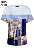 Romwe This Is Print New York Scenery Print Short-sleeved T-shirt