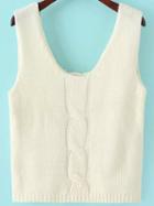 Romwe Cable Knit White Tank Top