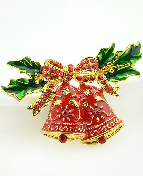 Romwe Red Bell Diamond Brooches