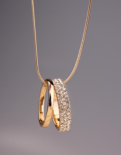 Romwe Gold Diamond Circle Necklace