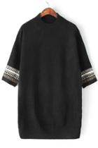Romwe Vintage Loose Knit Black Sweater Dress