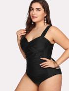Romwe Cross Front Swimsuit