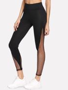 Romwe Mesh Contrast Side Leggings