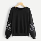 Romwe Plus Geo Embroidery Sweatshirt