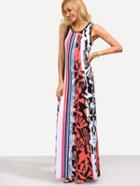 Romwe Multicolor Abstract Print Maxi Tank Dress