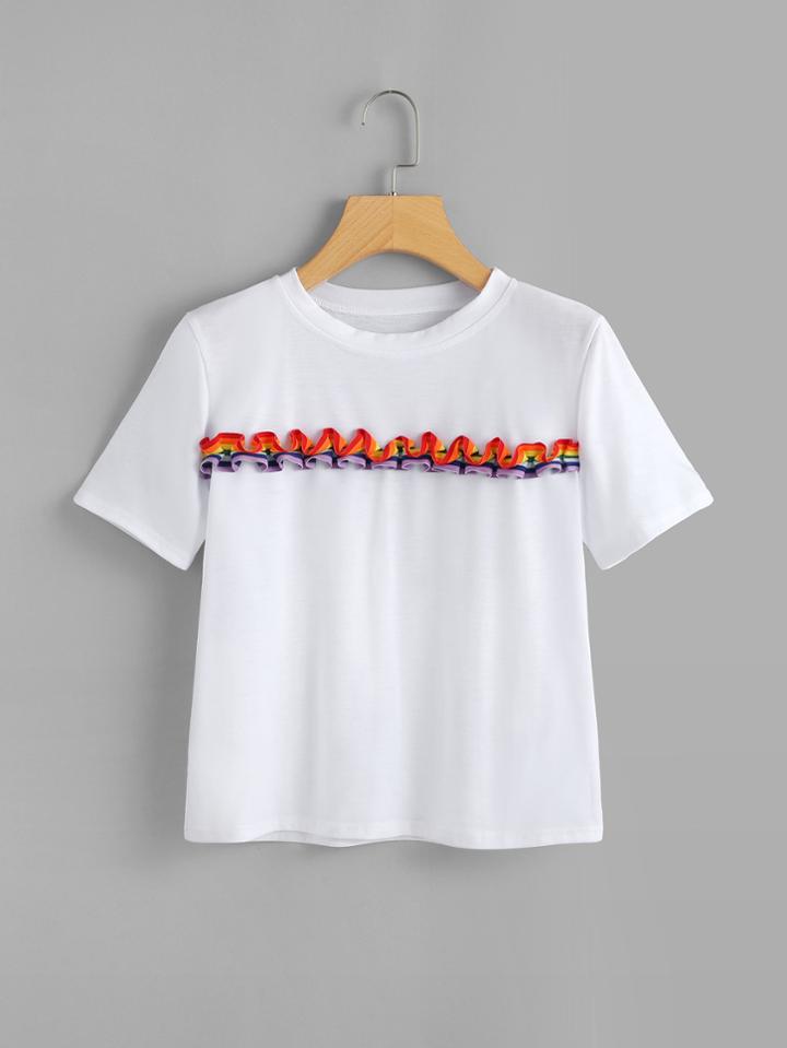 Romwe 3d Striped Tape Tee