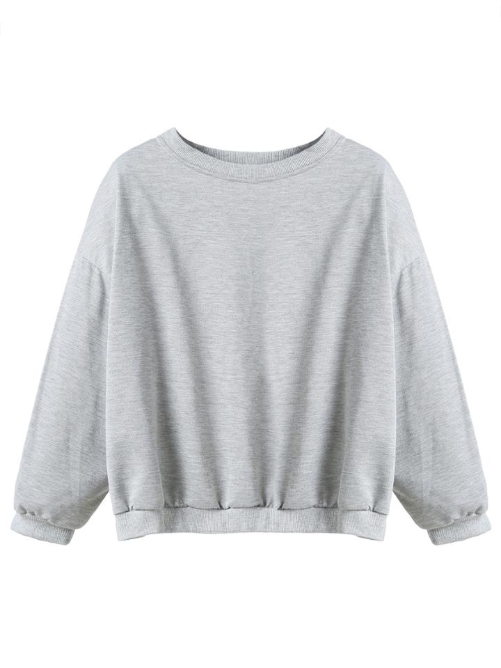 Romwe Heather Grey Dropped Shoulder Seam Sweatshirt