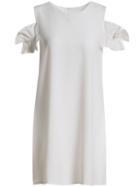 Romwe Open Shoulder Shift White Top
