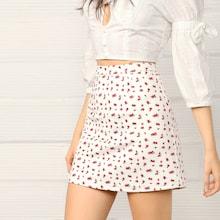 Romwe Ditsy Floral Print Wide Band Waist Skirt