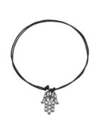 Romwe Silver Hand Of Fatima Pendant Necklace