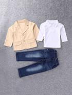 Romwe Polo Shirt And Jeans Set With Coat