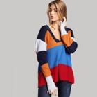 Romwe Raw Hem Colorblock Sweater