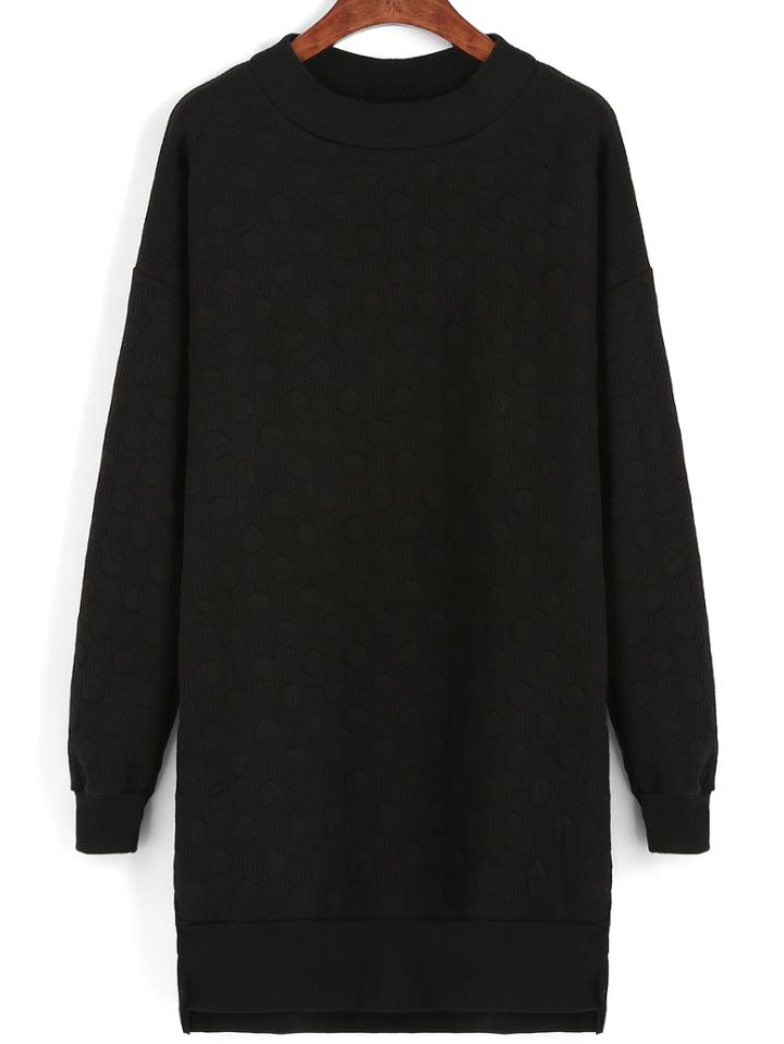 Romwe Round Neck Slit Loose Long Sweatshirt