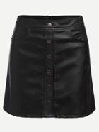 Romwe Black Faux Leather Single Breasted Zip Skirt