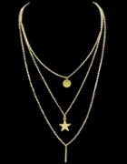 Romwe Gold Round Star Chain Necklace