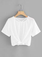 Romwe Cut Out Neck Knot Crop Tee