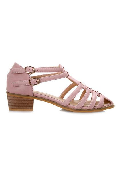 Romwe Hollow-out Pink Sandals