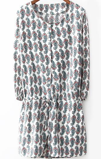 Romwe Long Sleeve Paisley Print Romper
