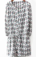 Romwe Long Sleeve Paisley Print Romper