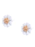 Romwe Pearl Flower-shaped Stud Earrings