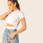 Romwe Cut Out Front Backless Crop Top