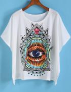Romwe Eye Print Loose T-shirt