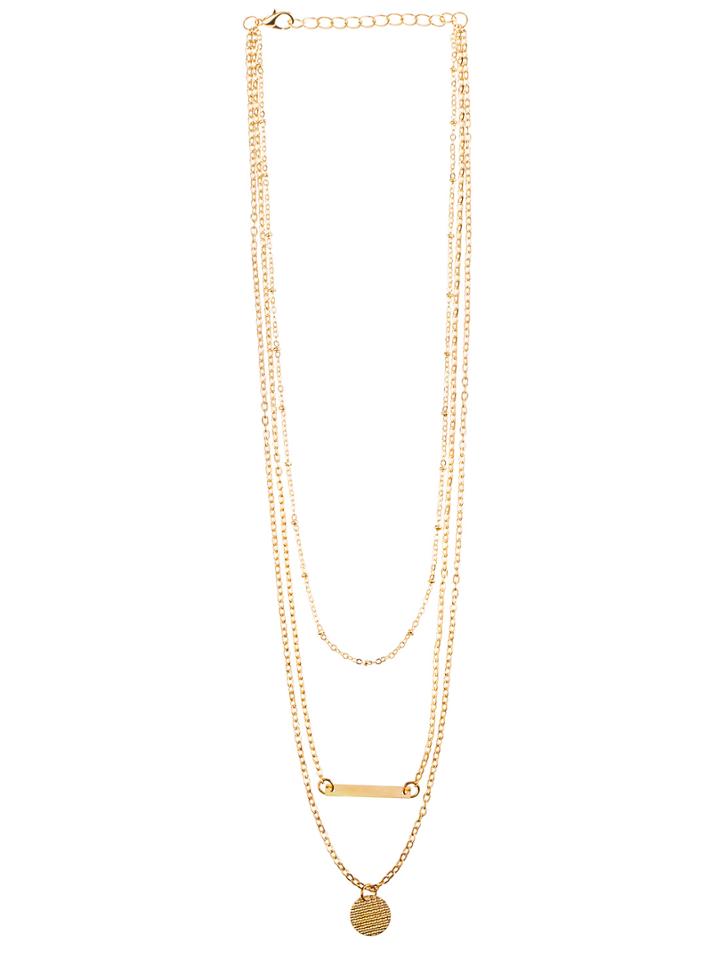 Romwe Gold Geometric Shape Metal Foil Necklace