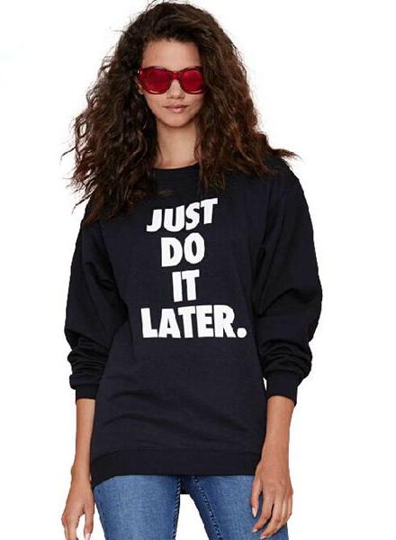 Romwe Just Do It Print Loose Sweatshirt