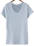 Romwe Light Blue Cut Out Star Tassel Short Sleeve T-shirt