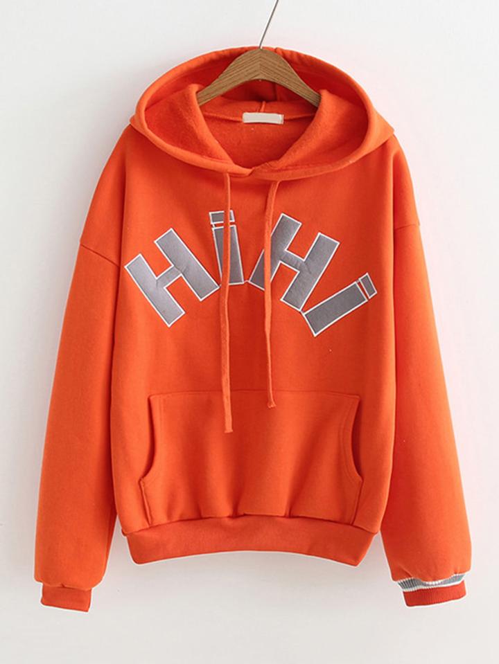 Romwe Slogan Front Kangaroo Pocket Hoodie