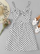 Romwe Polka Dot Cut Out Dress