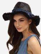 Romwe Black Adjustable Large Brimmed Straw Hat