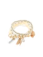 Romwe White Pearl Beaded Multilayers Hand Chain