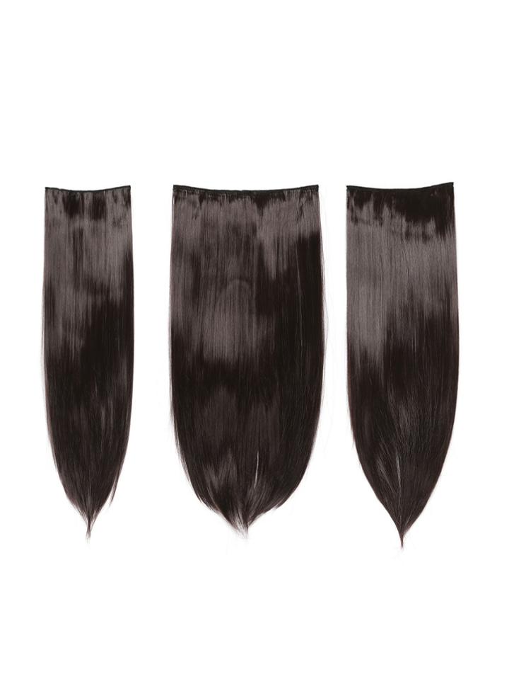 Romwe Plum Clip In Straight Hair Extension 3pcs