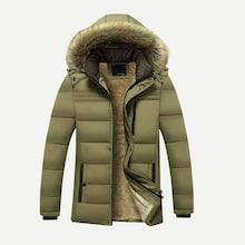 Romwe Guys Fleece Lined Solid Hooded Puffer Coat