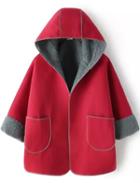 Romwe Pockets Loose Red Coat