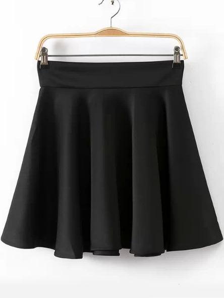 Romwe Black High Waist Pleated Skirt