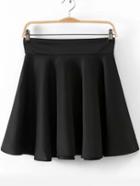 Romwe Black High Waist Pleated Skirt