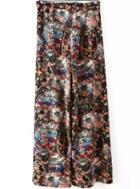Romwe With Zipper Florals Pant