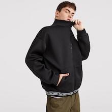 Romwe Guys Zip Up Letter Tape Hem Jacket